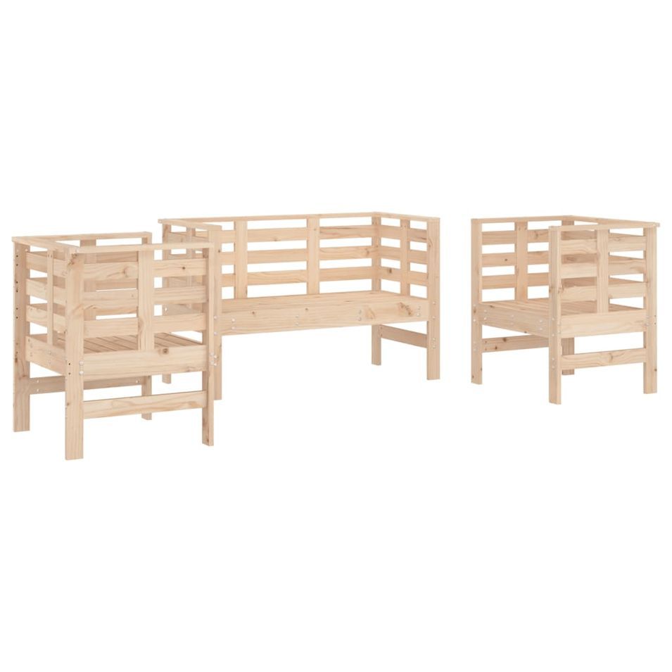 Salon de jardin 3 pcs bois massif de pin - Photo n°1