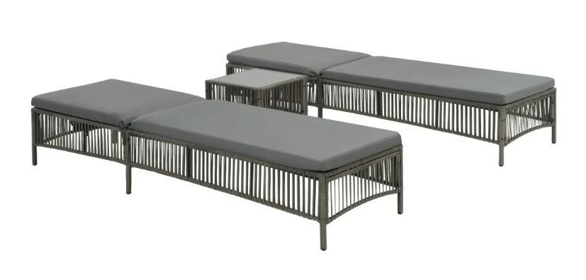 Salon de jardin 3 pièces résine tressée gris Kloé - Photo n°1