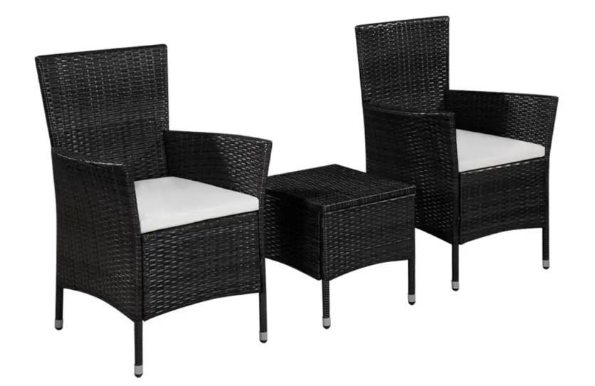 Salon de jardin 3 pièces résine tressée noir cousins blanc Mik - Photo n°1