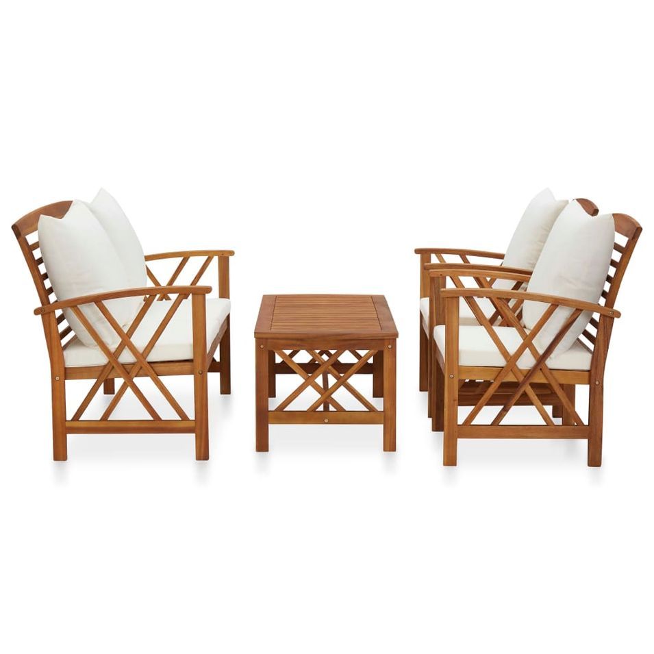 Salon de jardin 4 pcs avec coussins Bois d'acacia solide 13 - Photo n°2