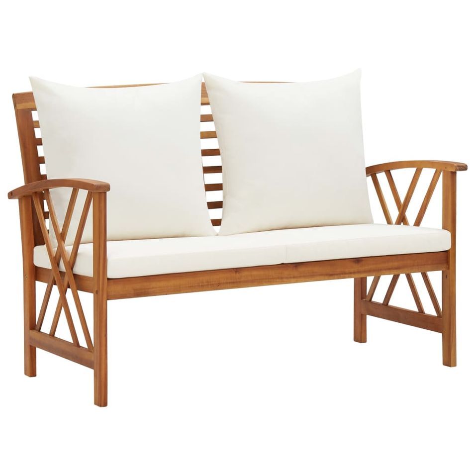 Salon de jardin 4 pcs avec coussins Bois d'acacia solide 13 - Photo n°5
