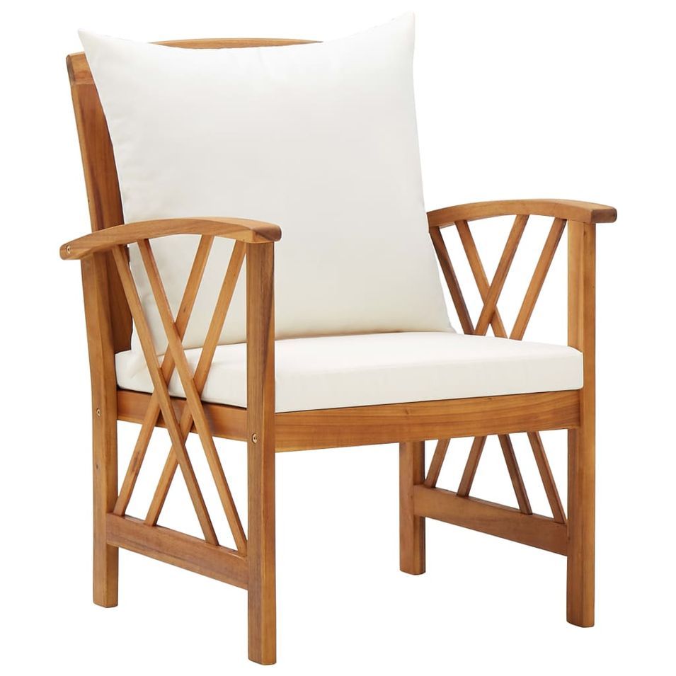 Salon de jardin 4 pcs avec coussins Bois d'acacia solide 13 - Photo n°6