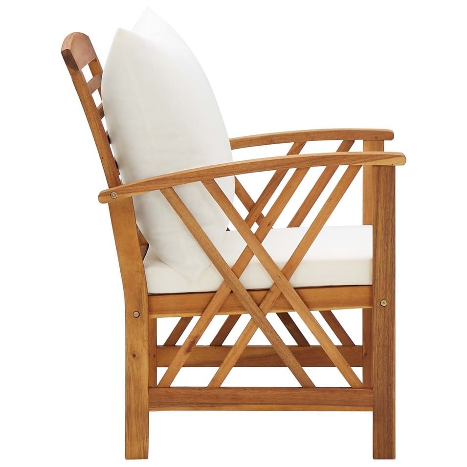 Salon de jardin 4 pcs avec coussins Bois d'acacia solide 13 - Photo n°7