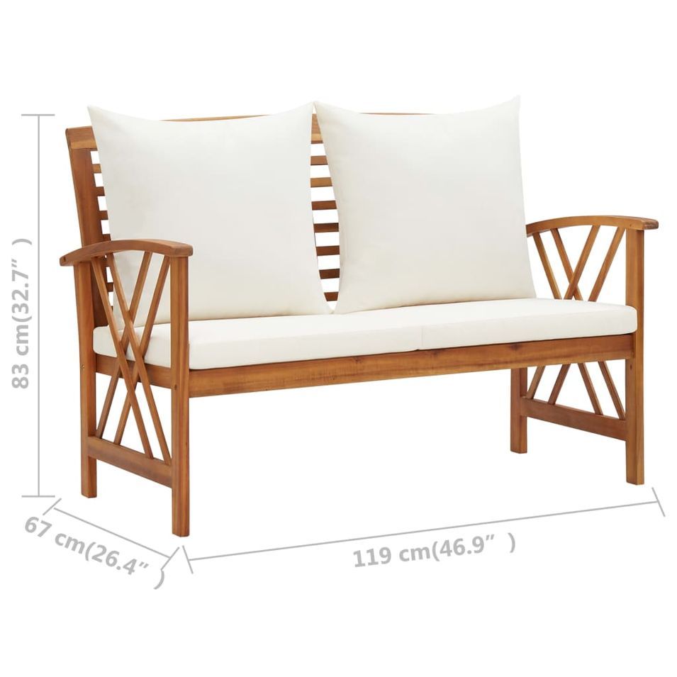 Salon de jardin 4 pcs avec coussins Bois d'acacia solide 13 - Photo n°11