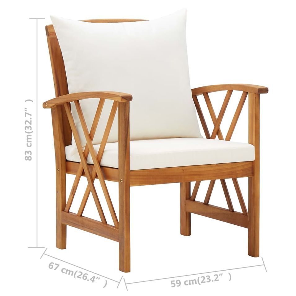 Salon de jardin 4 pcs avec coussins Bois d'acacia solide 13 - Photo n°12