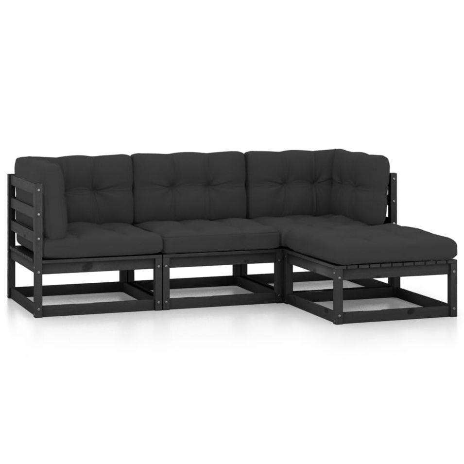 Salon de jardin 4 pcs avec coussins Bois de pin massif 36 - Photo n°1