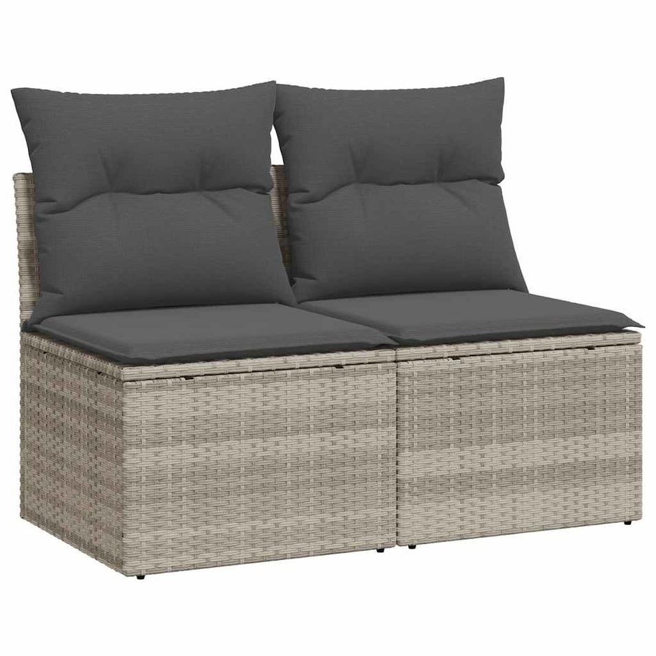 Salon de jardin 4 pcs avec coussins gris clair polyrotin acacia - Photo n°1