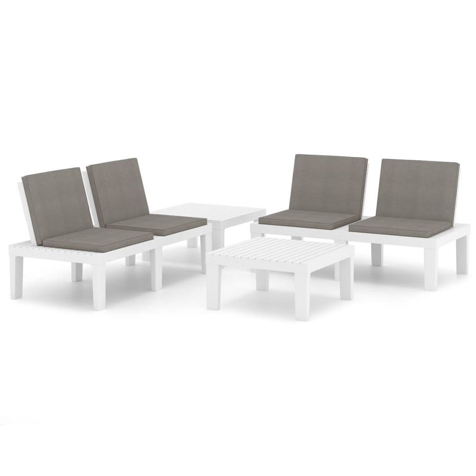 Salon de jardin 4 pcs avec coussins Plastique Blanc 2 - Photo n°1