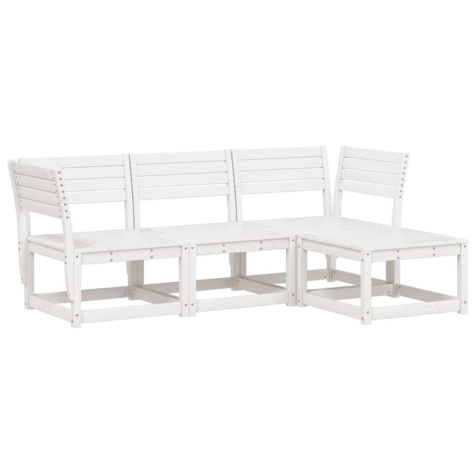 Salon de jardin 4 pcs blanc bois de pin massif - Photo n°1