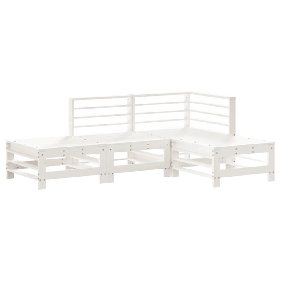 Salon de jardin 4 pcs blanc bois de pin massif - Photo n°1