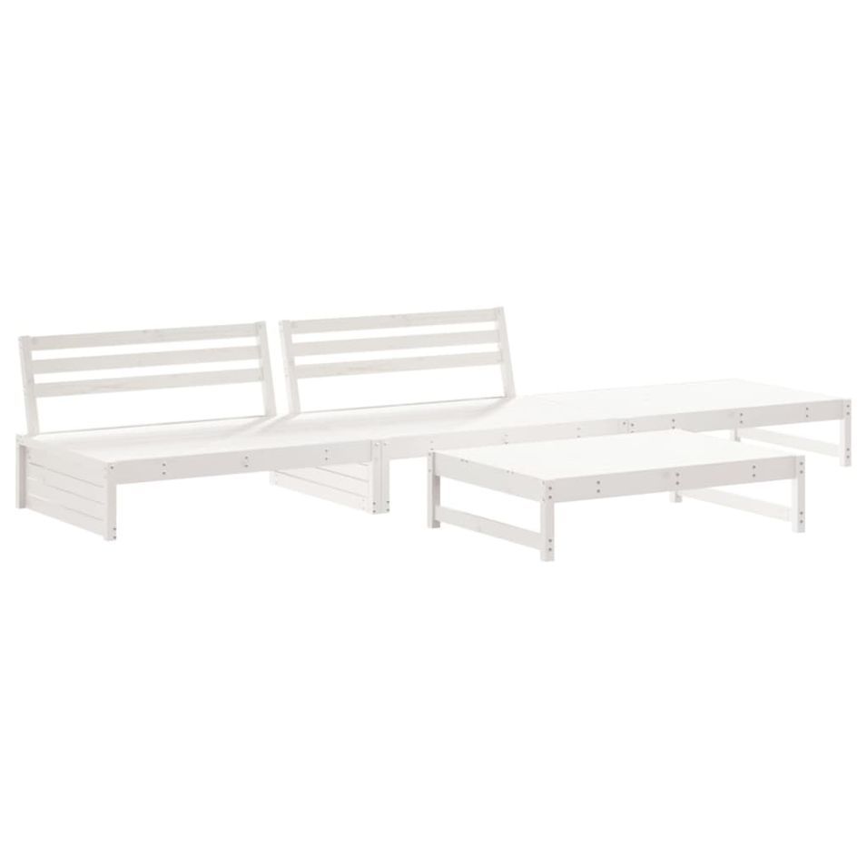 Salon de jardin 4 pcs blanc bois de pin massif - Photo n°1