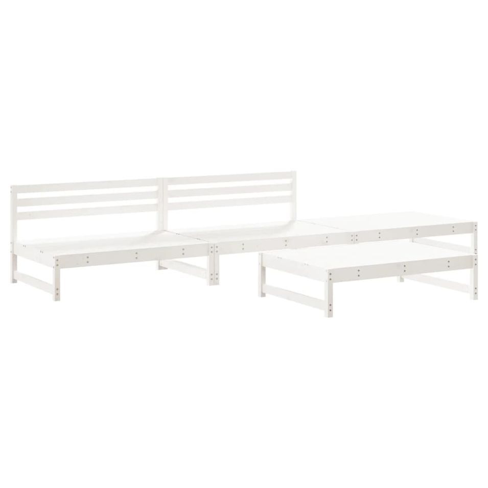 Salon de jardin 4 pcs blanc bois de pin massif - Photo n°1
