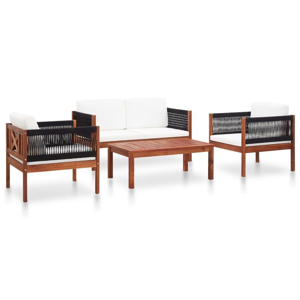 Salon de jardin 4 pcs Bois d'acacia solide 2 - Photo n°1