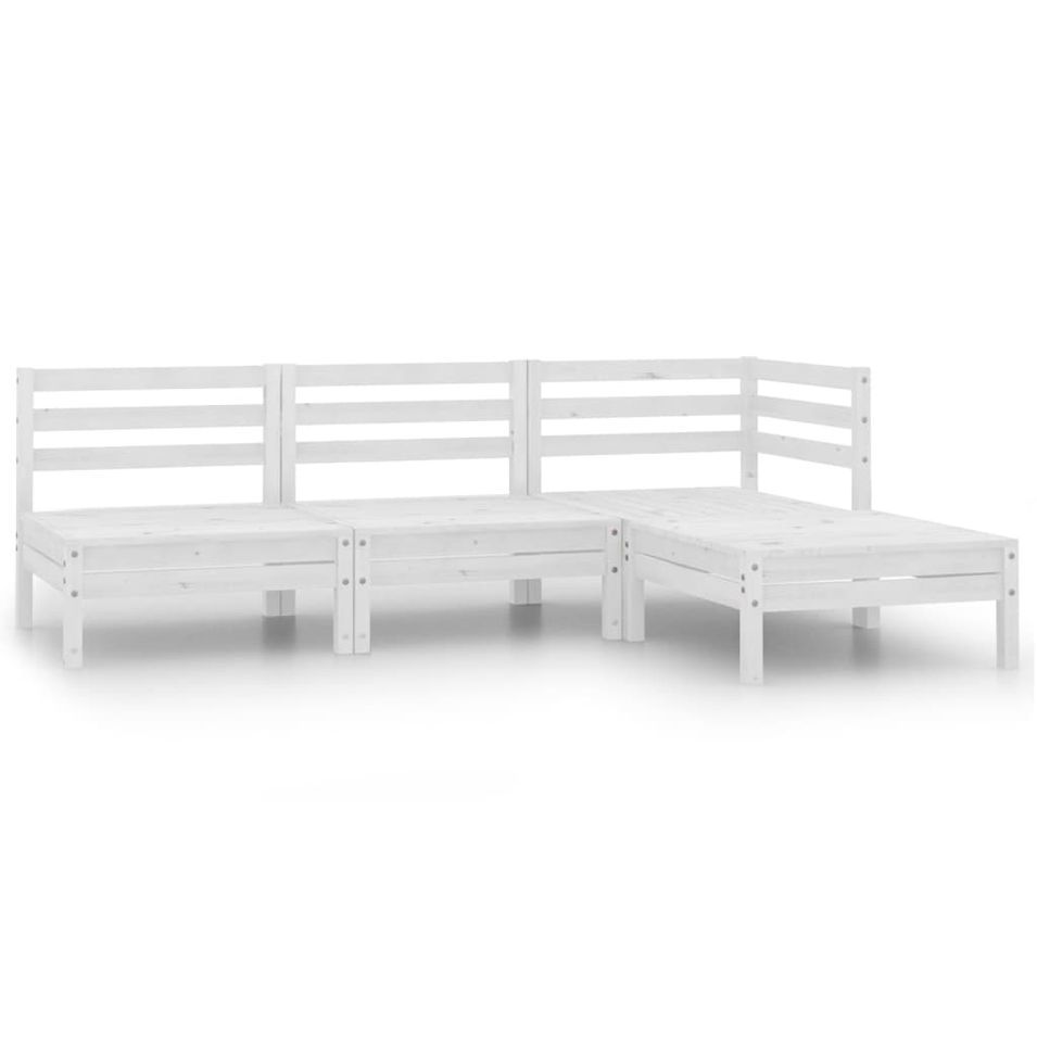 Salon de jardin 4 pcs Bois de pin massif Blanc 2 - Photo n°1