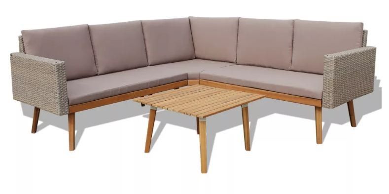 Salon de jardin 4 pièces résine tressée gris Casey - Photo n°1