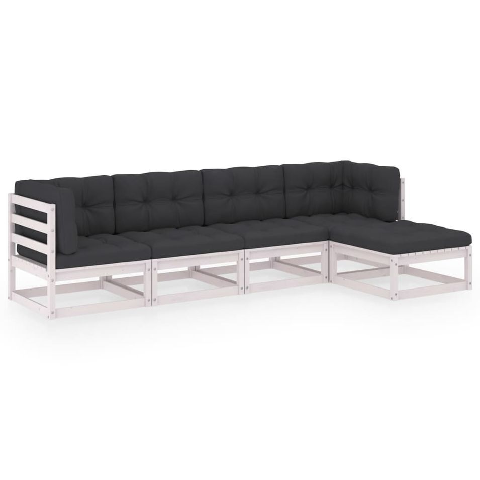 Salon de jardin 5 pcs avec coussins Bois de pin massif 48 - Photo n°1