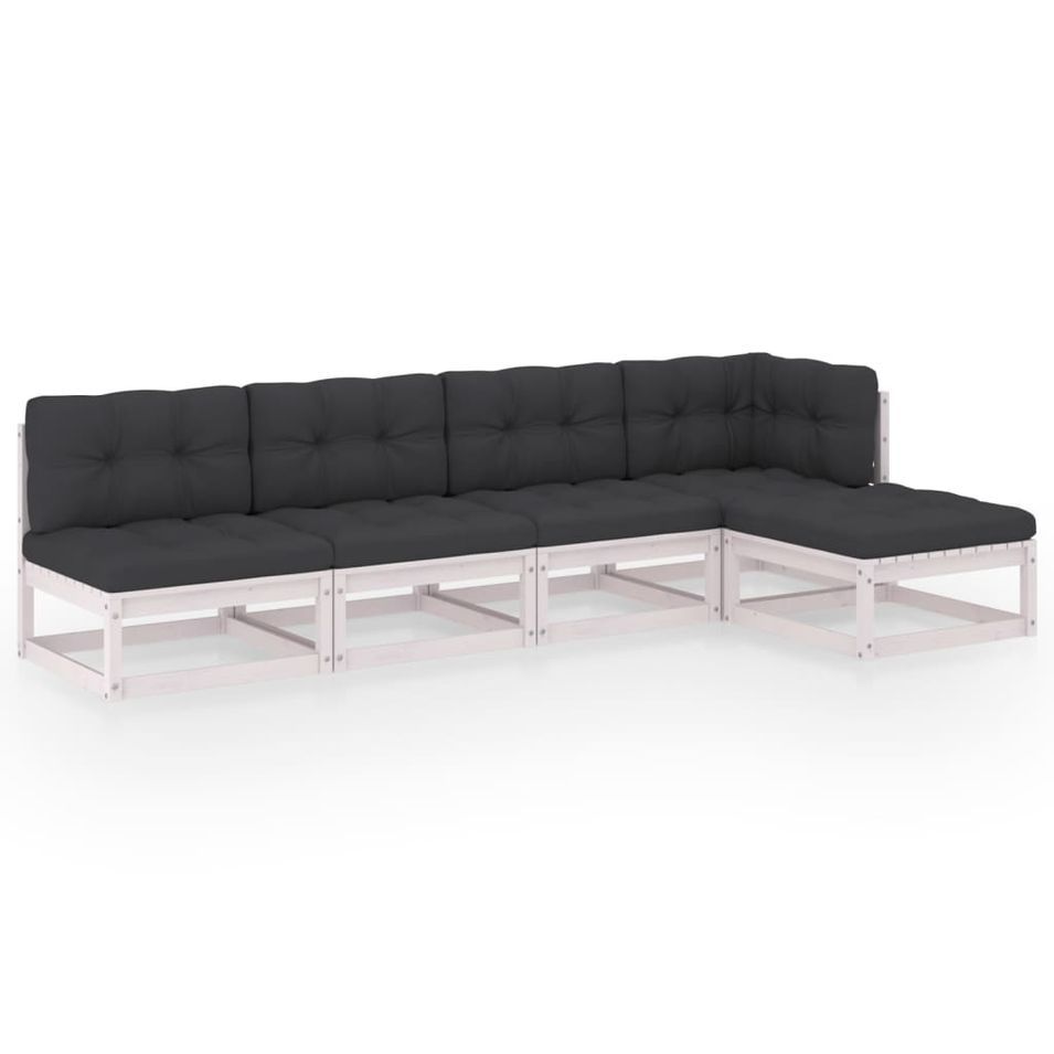 Salon de jardin 5 pcs avec coussins Bois de pin massif 61 - Photo n°1