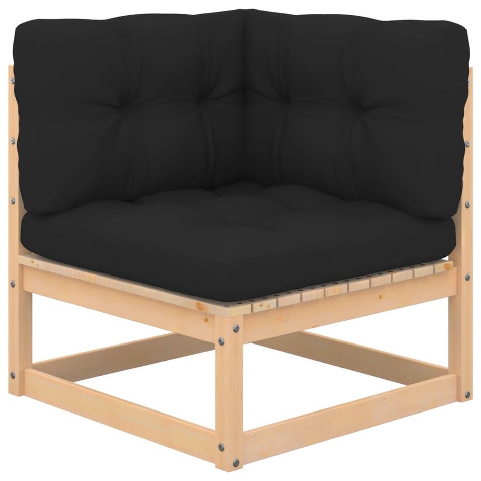 Salon de jardin 5 pcs avec coussins Bois de pin solide 11 - Photo n°2