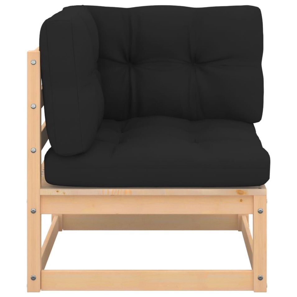 Salon de jardin 5 pcs avec coussins Bois de pin solide 11 - Photo n°3