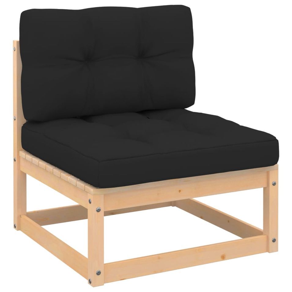 Salon de jardin 5 pcs avec coussins Bois de pin solide 11 - Photo n°4