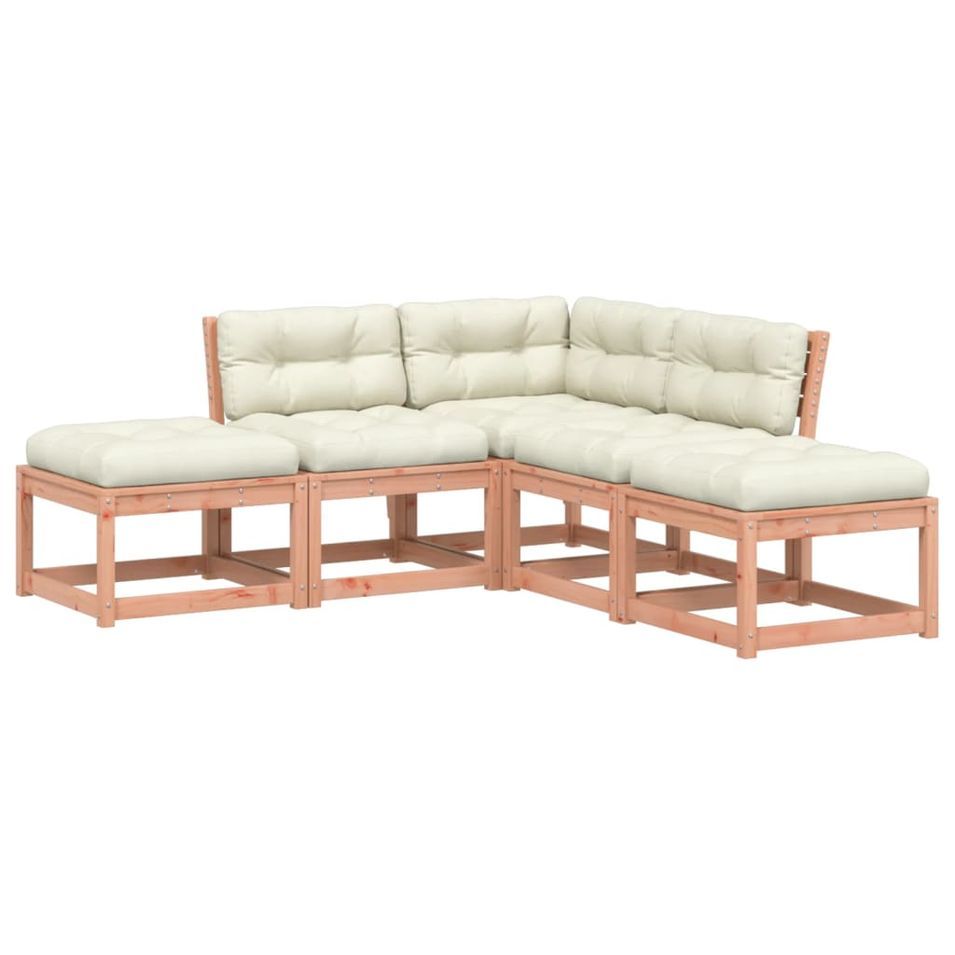 Salon de jardin 5 pcs avec coussins bois massif douglas - Photo n°1