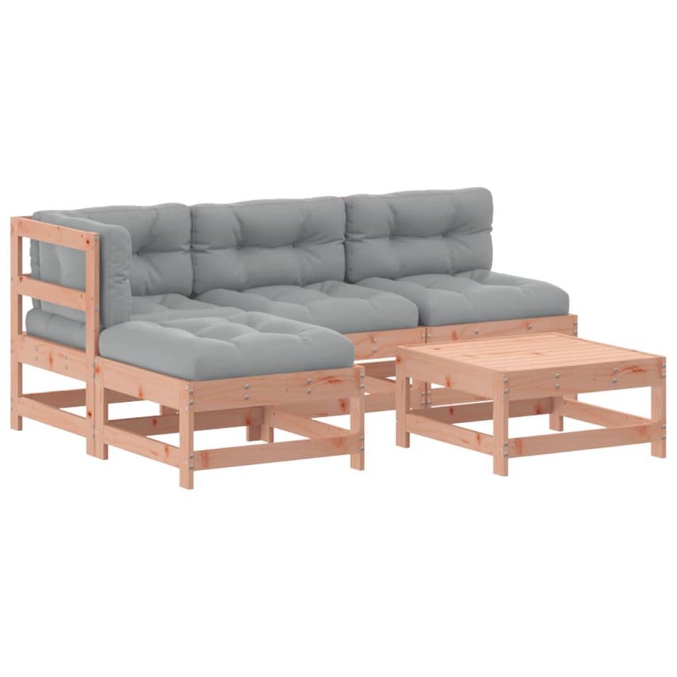 Salon de jardin 5 pcs avec coussins bois massif douglas - Photo n°1