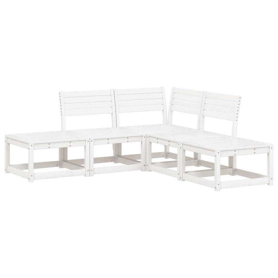 Salon de jardin 5 pcs blanc bois massif de pin - Photo n°1