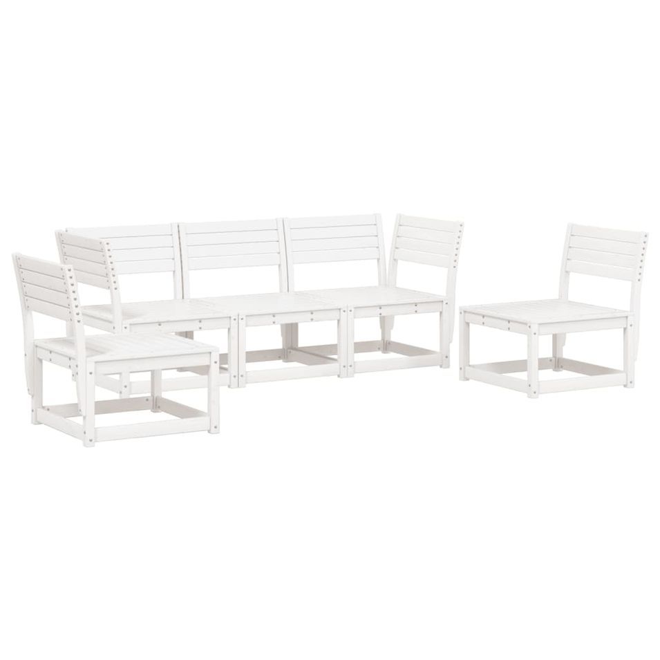 Salon de jardin 5 pcs blanc bois massif de pin - Photo n°1