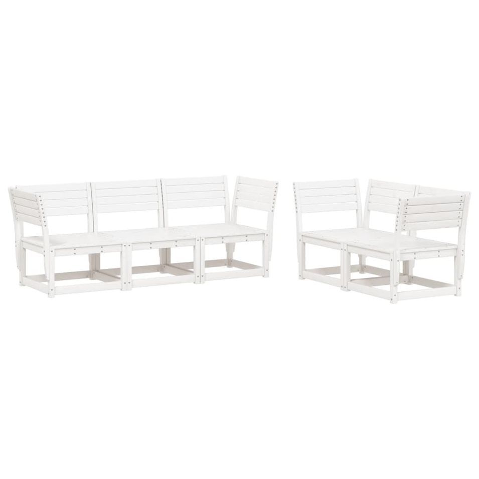 Salon de jardin 5 pcs blanc bois massif de pin - Photo n°1