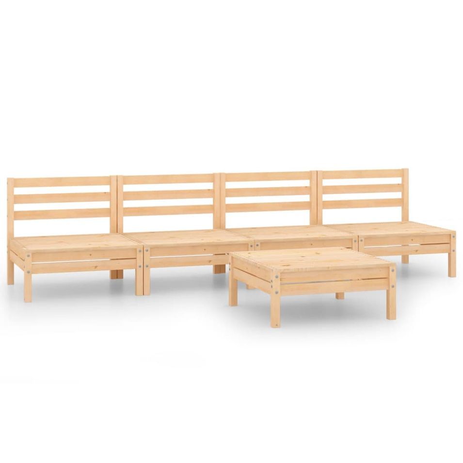 Salon de jardin 5 pcs Bois de pin massif 21 - Photo n°1