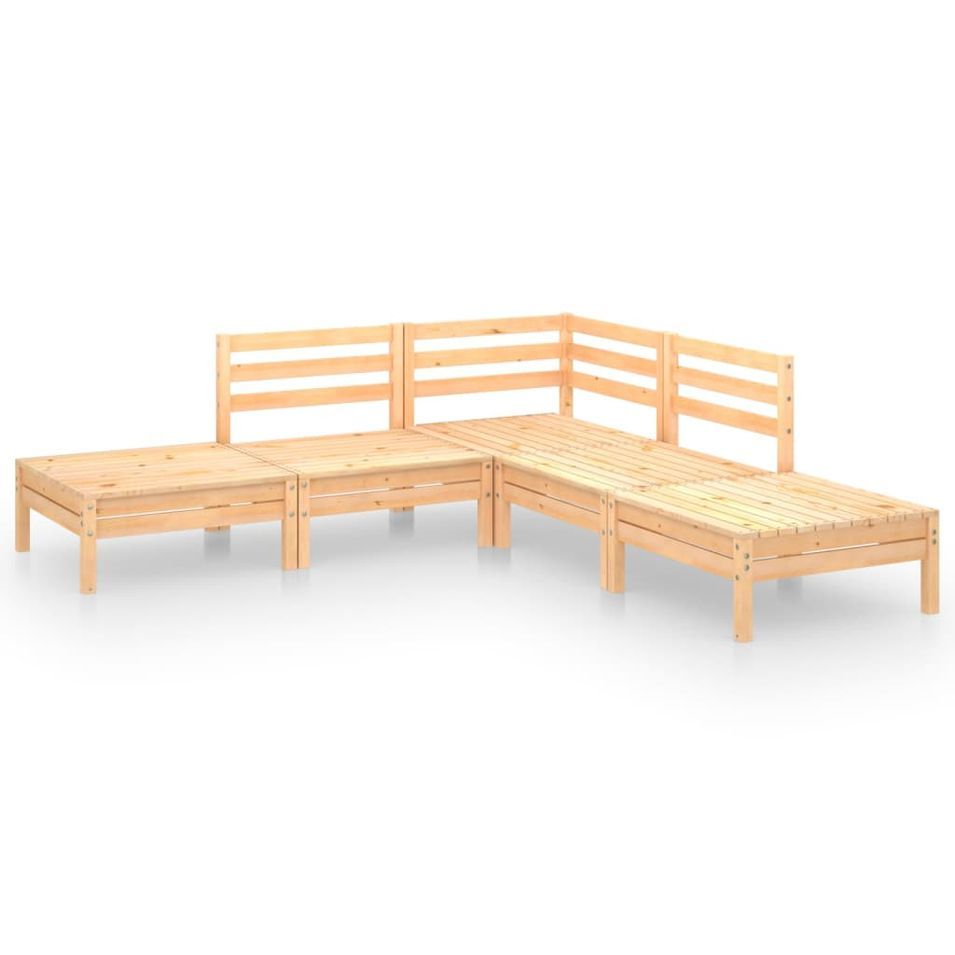 Salon de jardin 5 pcs Bois de pin massif 24 - Photo n°1