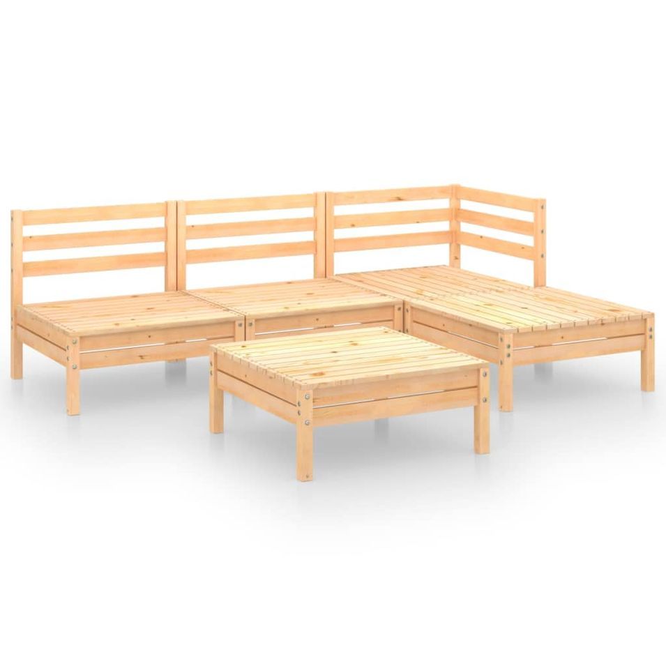 Salon de jardin 5 pcs Bois de pin massif 2 - Photo n°1