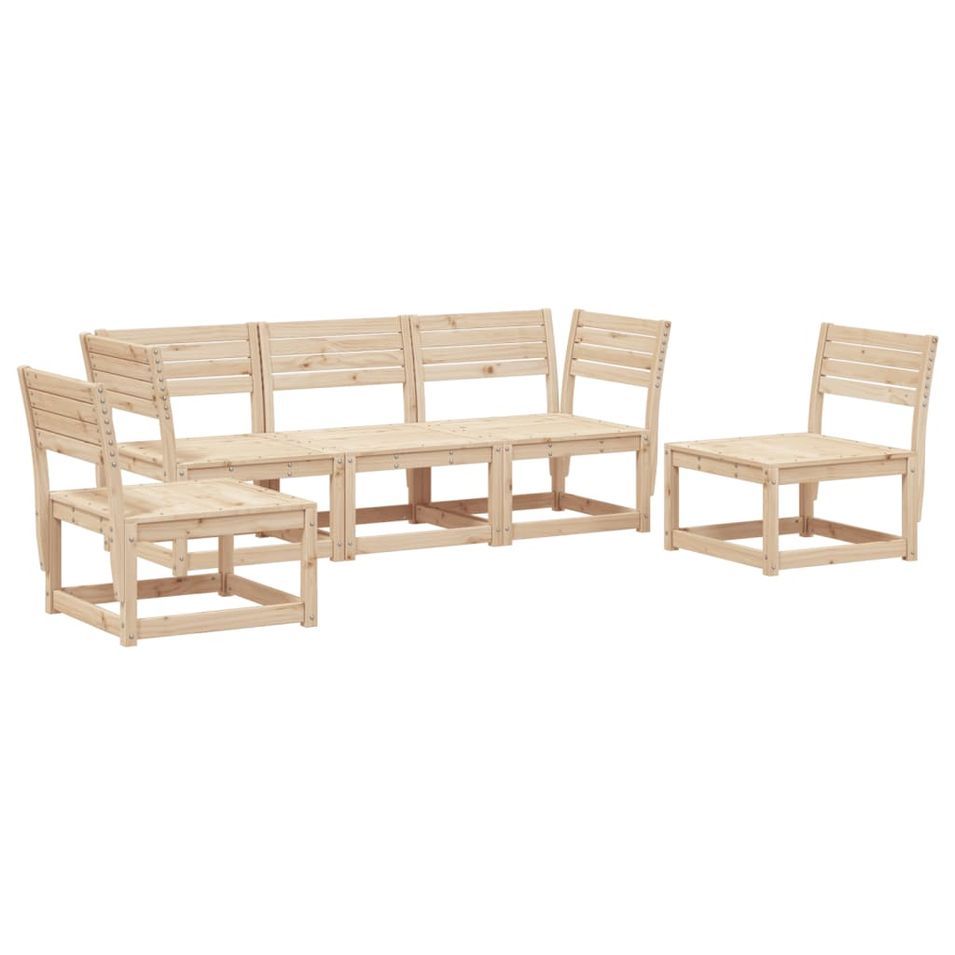 Salon de jardin 5 pcs bois de pin massif - Photo n°1