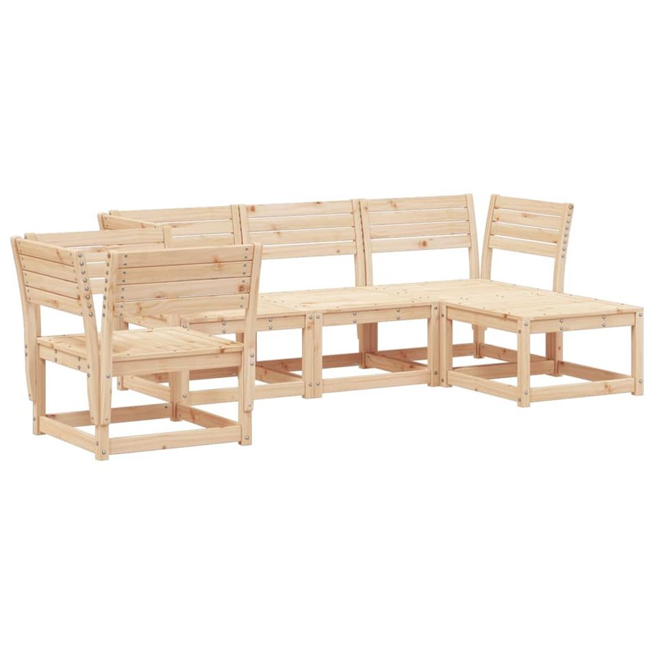 Salon de jardin 5 pcs bois massif de pin - Photo n°1