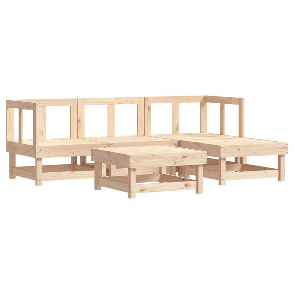 Salon de jardin 5 pcs bois massif de pin - Photo n°1