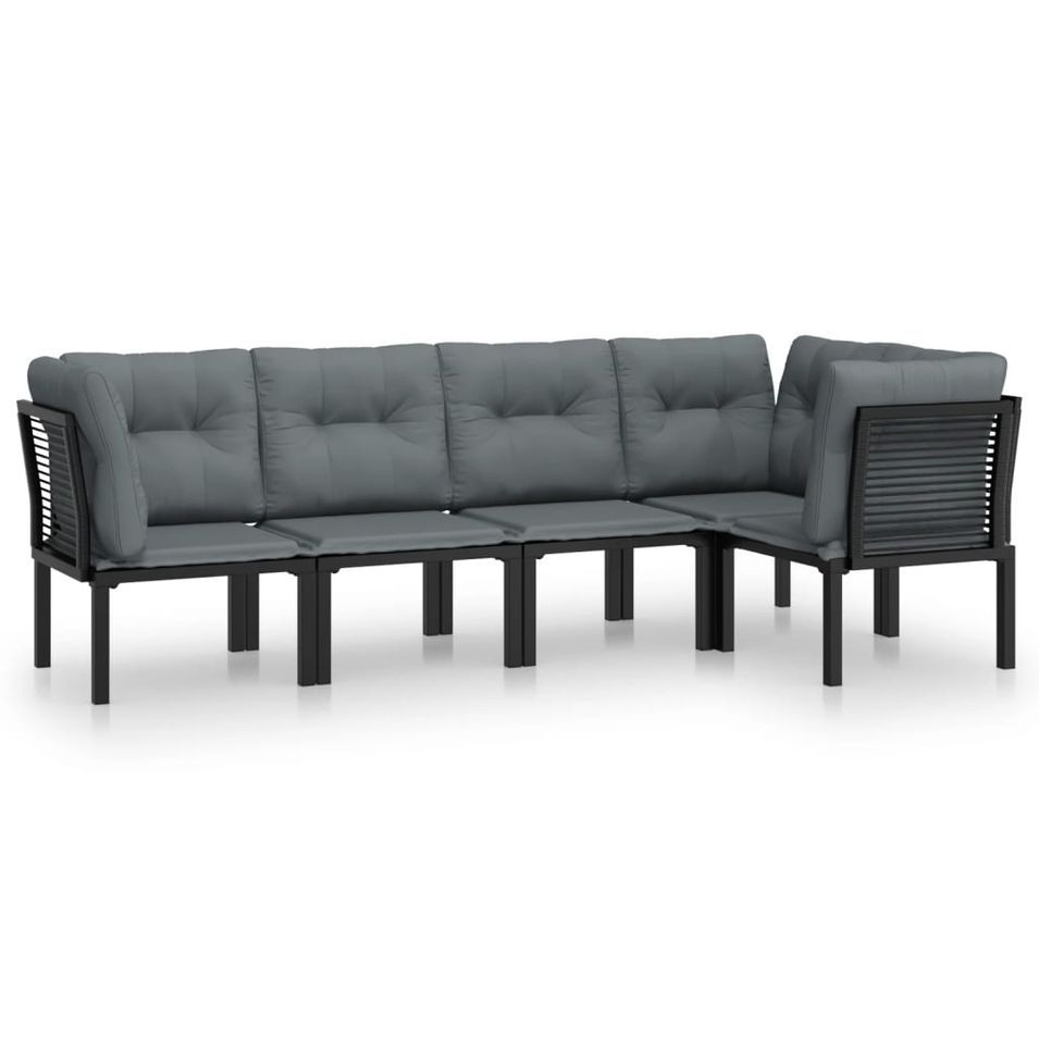 Salon de jardin 5 pcs noir et gris résine tressée - Photo n°1