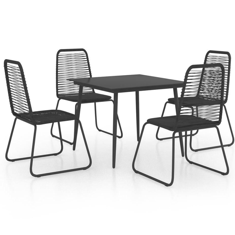 Salon de jardin 5 pcs Rotin PVC Noir - Photo n°1