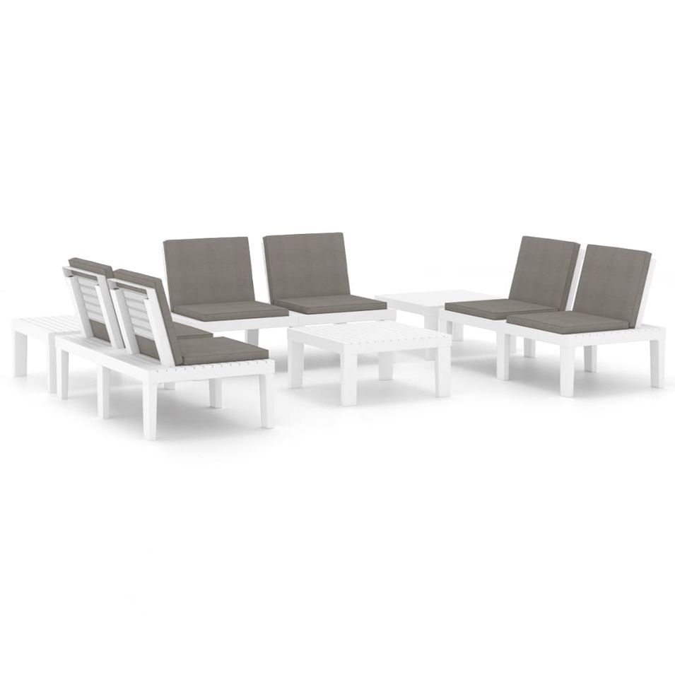 Salon de jardin 6 pcs avec coussins Plastique Blanc - Photo n°1