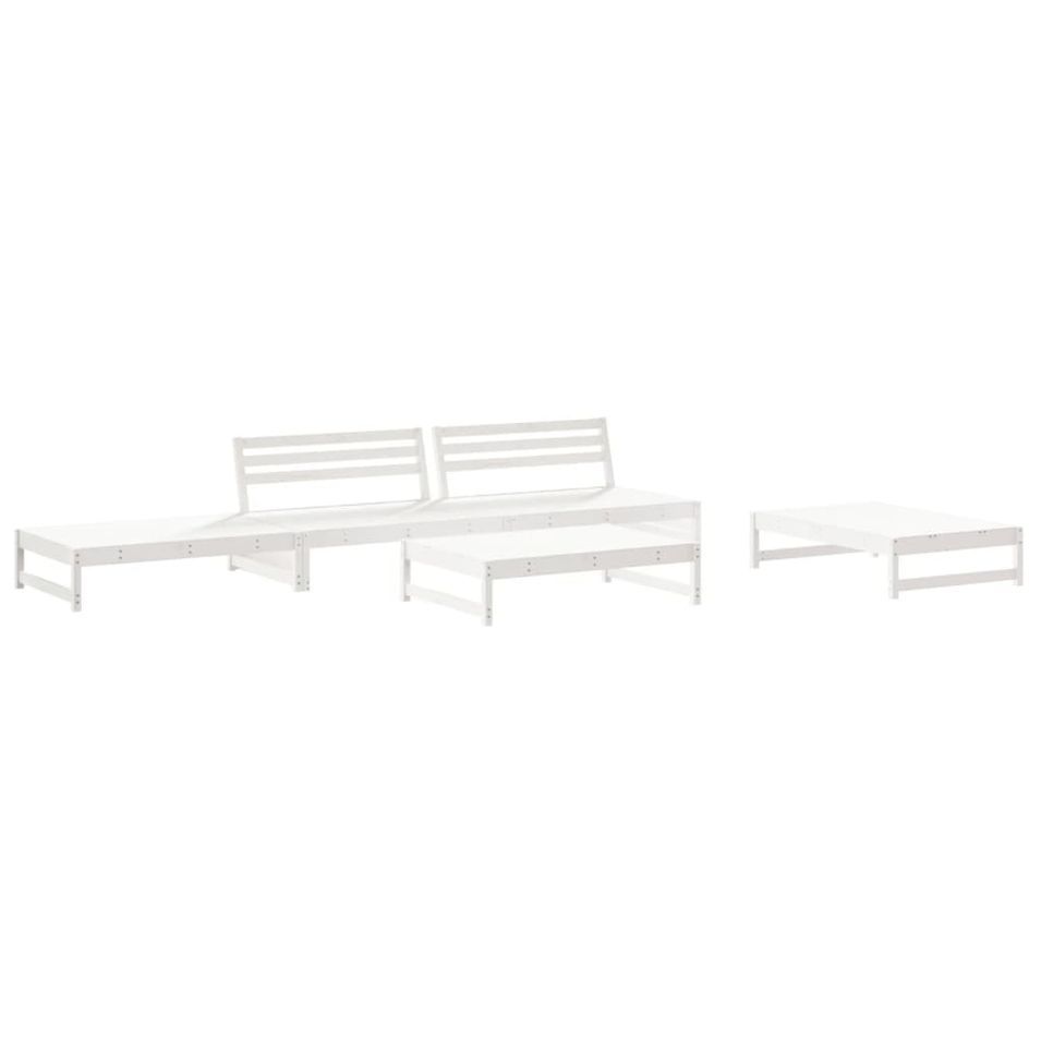 Salon de jardin 6 pcs Blanc Bois de pin massif - Photo n°1