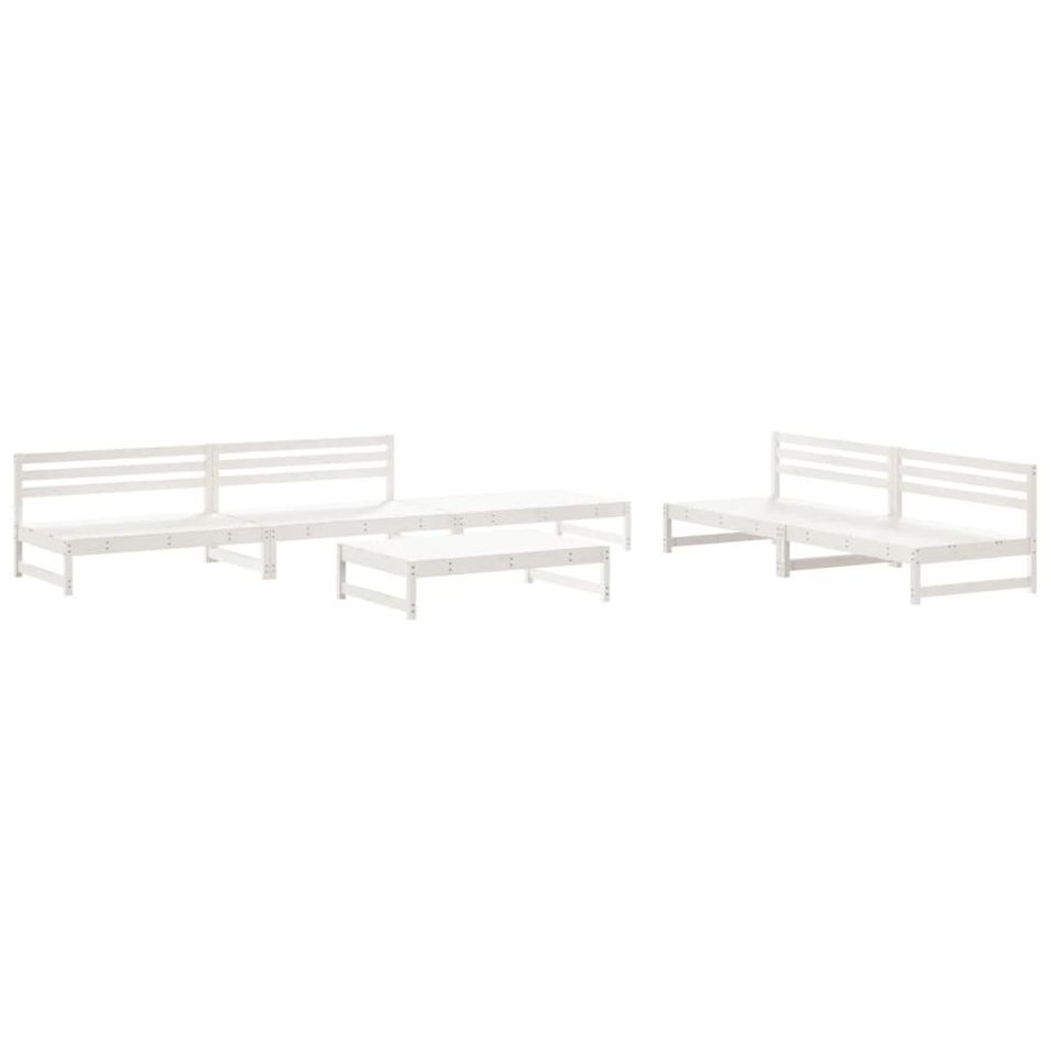 Salon de jardin 6 pcs Blanc Bois de pin massif - Photo n°1