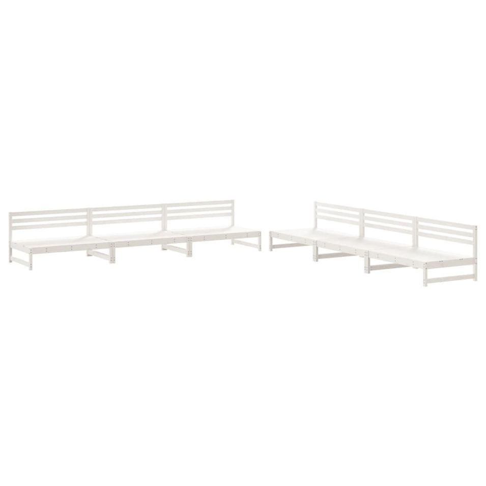 Salon de jardin 6 pcs Blanc Bois de pin massif - Photo n°1