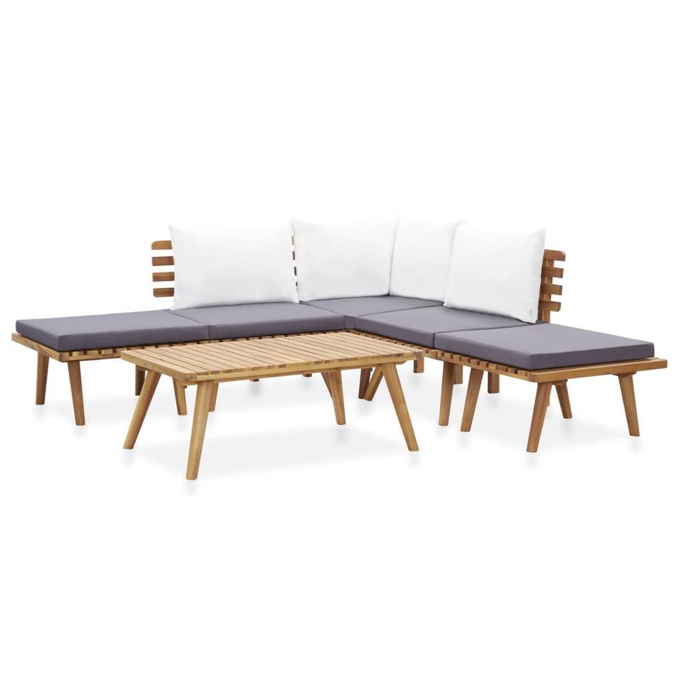 Salon de jardin 6 pcs Bois d'acacia massif - Photo n°1