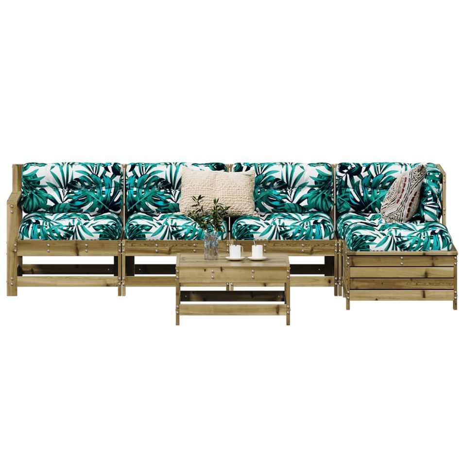 Salon de jardin 6 pcs bois de pin imprégné - Photo n°1