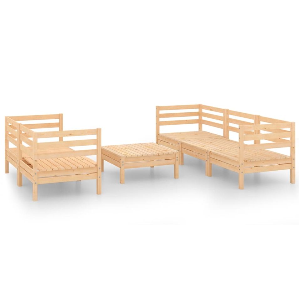 Salon de jardin 6 pcs Bois de pin massif 43 - Photo n°1