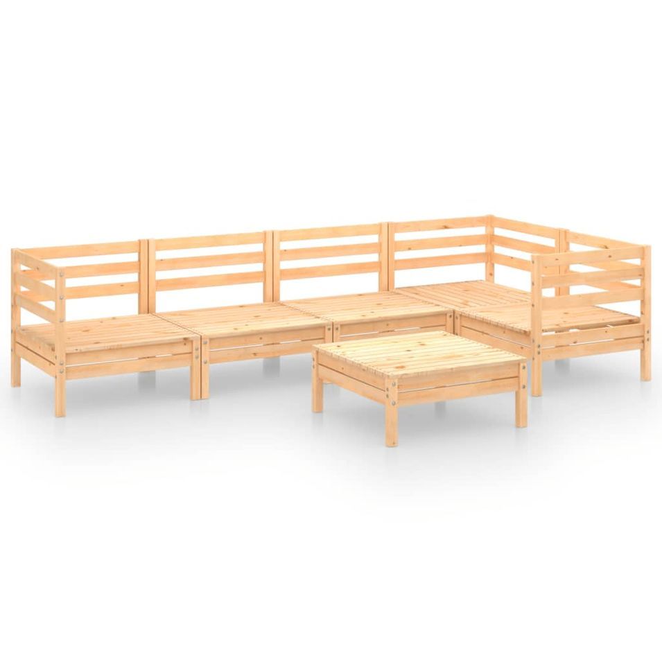 Salon de jardin 6 pcs Bois de pin massif 37 - Photo n°1