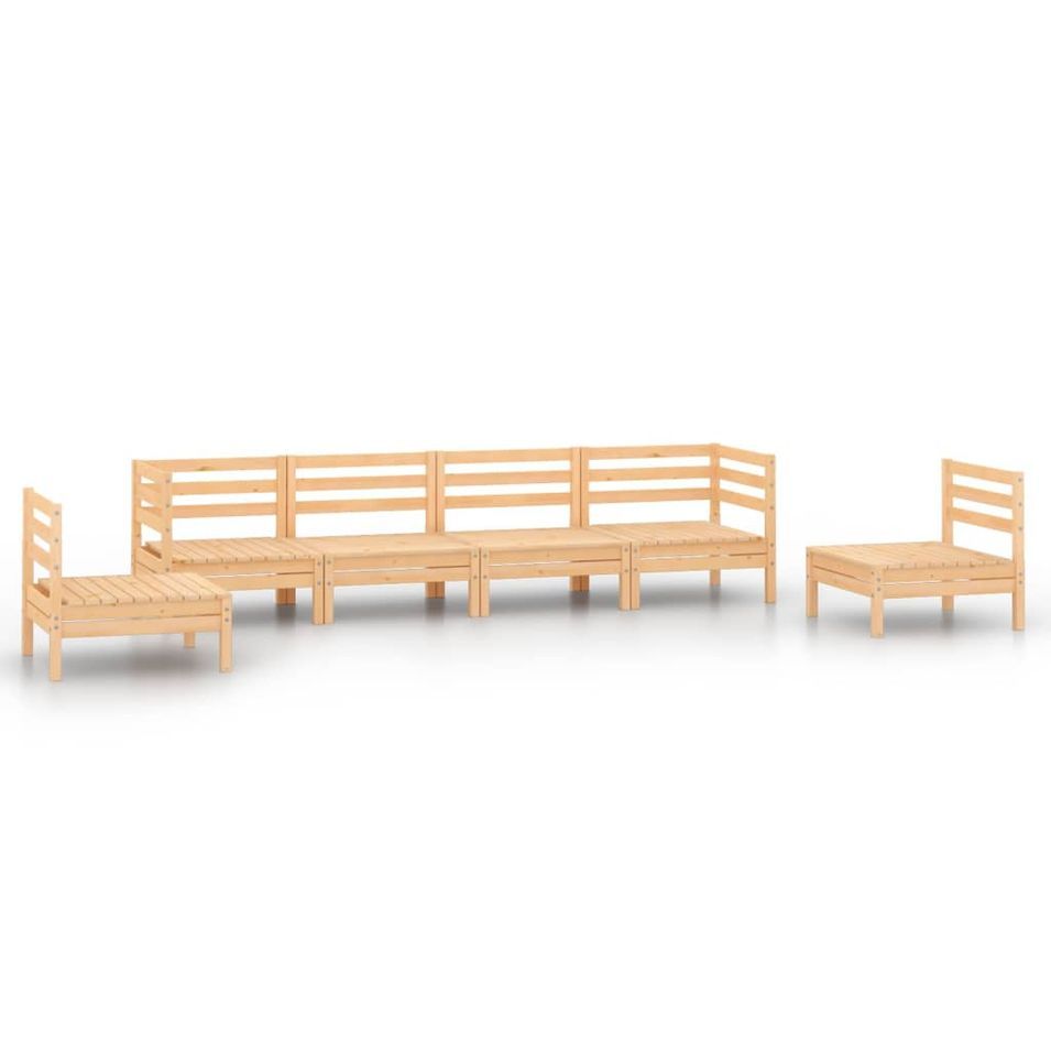 Salon de jardin 6 pcs Bois de pin massif 34 - Photo n°1