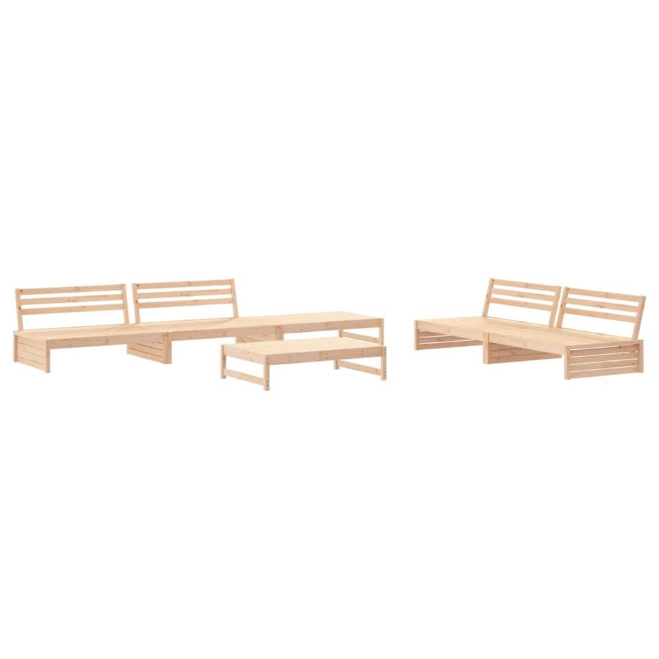 Salon de jardin 6 pcs Bois de pin massif - Photo n°1