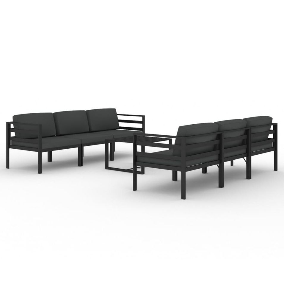 Salon de jardin 7 pcs avec coussins Aluminium Anthracite - Photo n°1