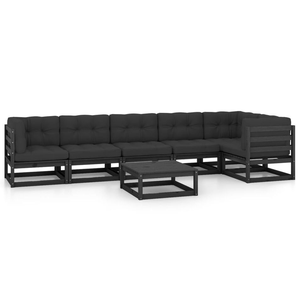 Salon de jardin 7 pcs avec coussins Bois de pin massif 38 - Photo n°1