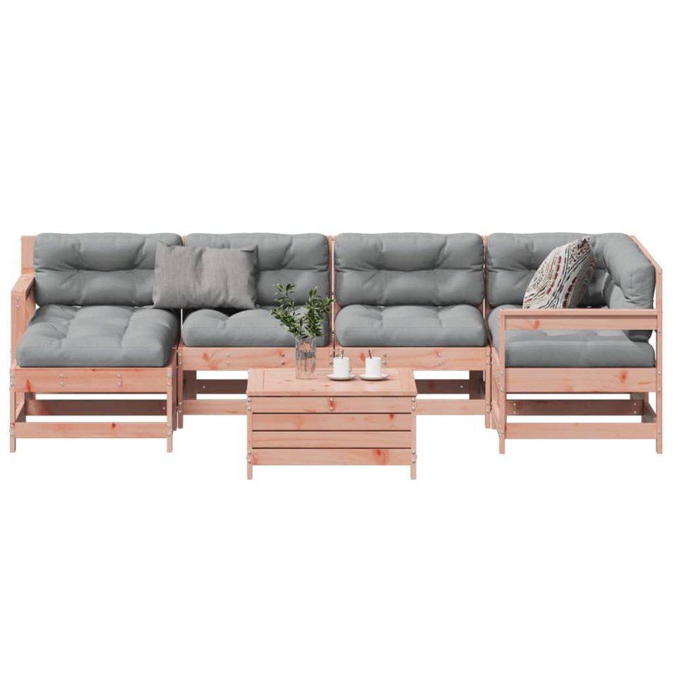 Salon de jardin 7 pcs avec coussins bois massif douglas - Photo n°1